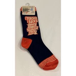 Blue Q Teacher Socks 'Cause Teachers Rock Crew Socks - Brand New W/ Tags - 5-10